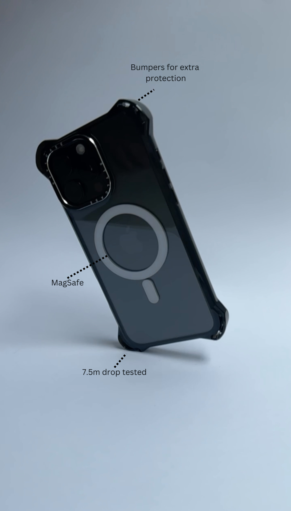 Clear MagSafe Phone Case with Black Bumper Edge – 7.5m Drop Protection