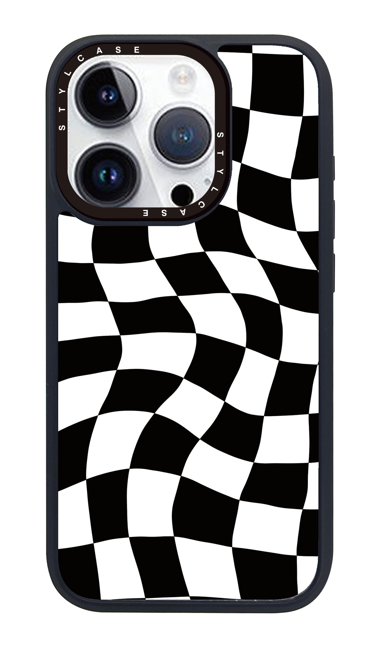 Black & White Checkered Wave MagSafe Phone Case